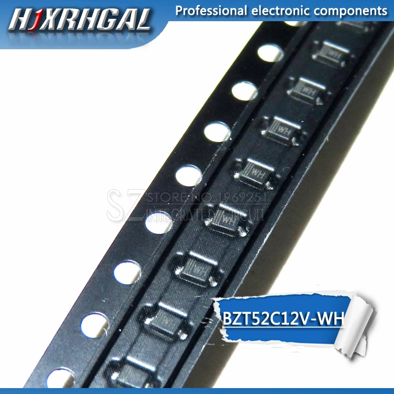 100 шт. SOD-123 зенеровский диод BZT52C8V2 BZT52C7V5 BZT52C6V8 BZT52C6V2 BZT52C5V6 BZT52C5V1 BZT52C4V3 BZT52C3V9 BZT52C3V6 hjxrhgal - Цвет: BZT52C12V-WH