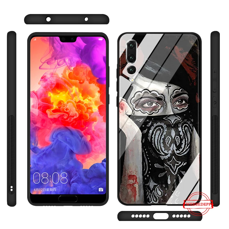 Стеклянный чехол для Huawei P10 lite P20 Pro P30 P Smart honor 7A 8X 9 10 Y6 Mate 20 с татуированным
