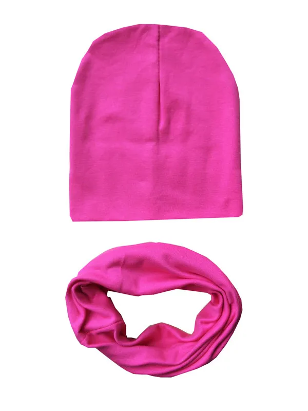 rose set Новые однотонные хлопковые детские комплекты с круглым вырезом, воротники Шапки Одежда для мальчиков и девочек шейный платок, шапочки, Детские шарфы с отделкой, кепки, аксессуары - Цвет: rose set