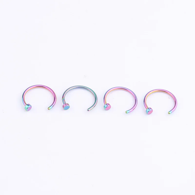 Mixed 4pcs/lot 6mm/8mm/10mm Titanium Anodized Stainless Steel Body Jewelry Nose Piercing Rings And Studs | Украшения и аксессуары