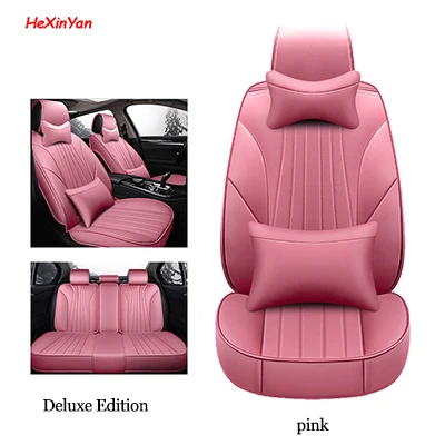 pink DE HeXinYan кожаные универсальные автомобильные чехлы на сиденья для Kia ceed rio sportage sorento optima cerato soul carens venga K5 picanto spectra - Название цвета: pink DE