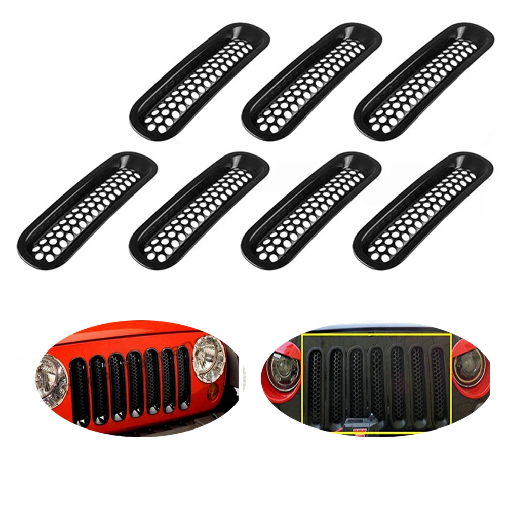 Гоночный гриль для Jeep Wrangler JK 2007 + Автомобильная передняя вставка сотовая решетка