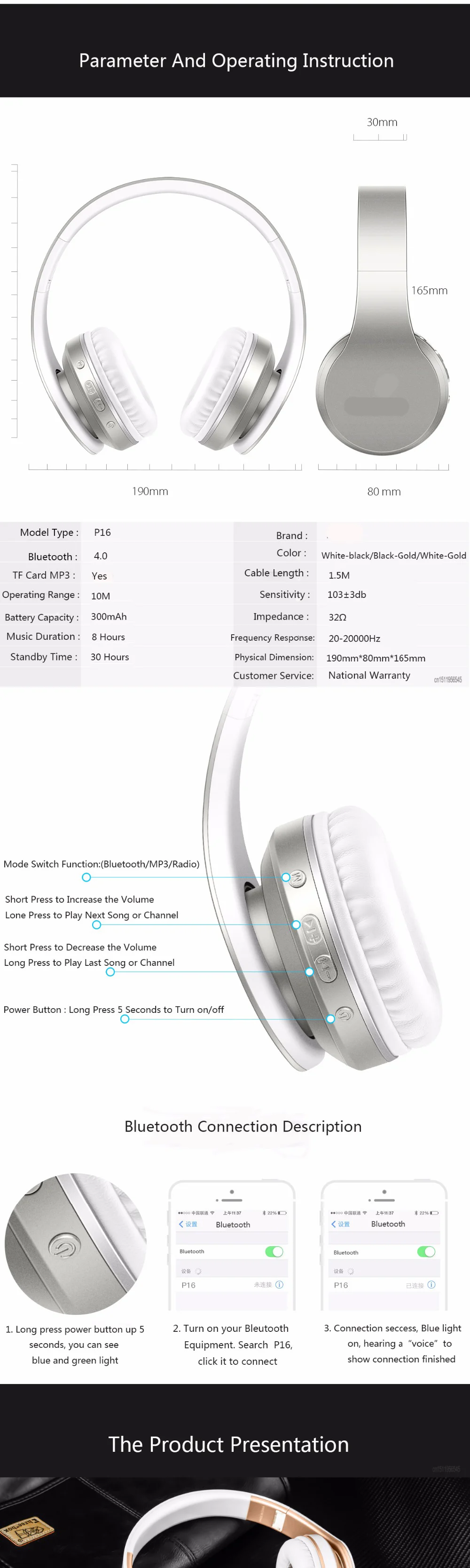 Bluetooth наушники беспроводные наушники стерео бас гарнитура наушники складные спортивные наушники с микрофоном MP3 плеер