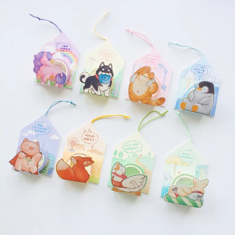 15mm X 5m Kawaii Cats Otter Fox Animals Pendant Decorative Washi Tape DIY Scrapbooking Masking Tape School Office Supply