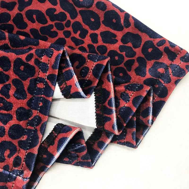 

Women Autumn Long Sleeve Mini Short Dresses Office Ladies Bodycon Leopard Short Velvet Dress