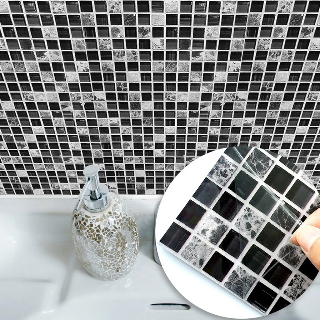 Черно-белые наклейки для мозаичной плитки самоклеящаяся Настенная Наклейка