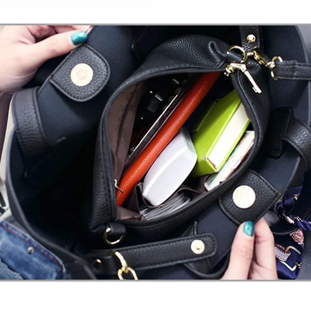 women bag fashion handbags pu leather hand 2 pcs female shoulder girls casual shopping A1478 | Багаж и сумки