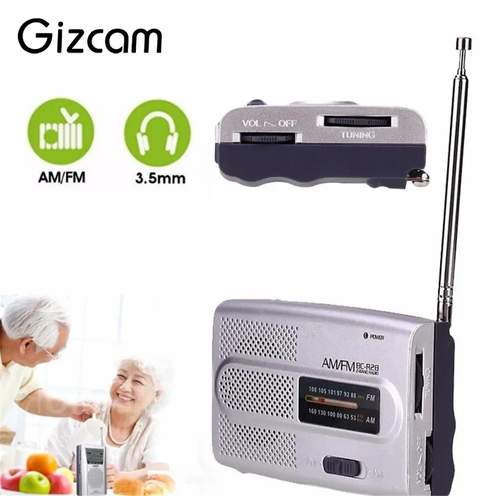 Gizcam Портативный мини карманный стерео канал BC R28 радио тонкий AM FM телескопическая