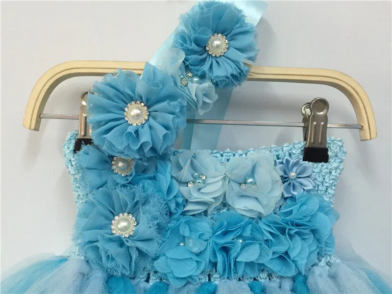 Светильник с голубыми цветами, платье-пачка для девочек Pageant Vestido платье принцессы из тюля детский праздничный костюм на свадьбу бальное платье Детская одежда для девочек в цветочек платья