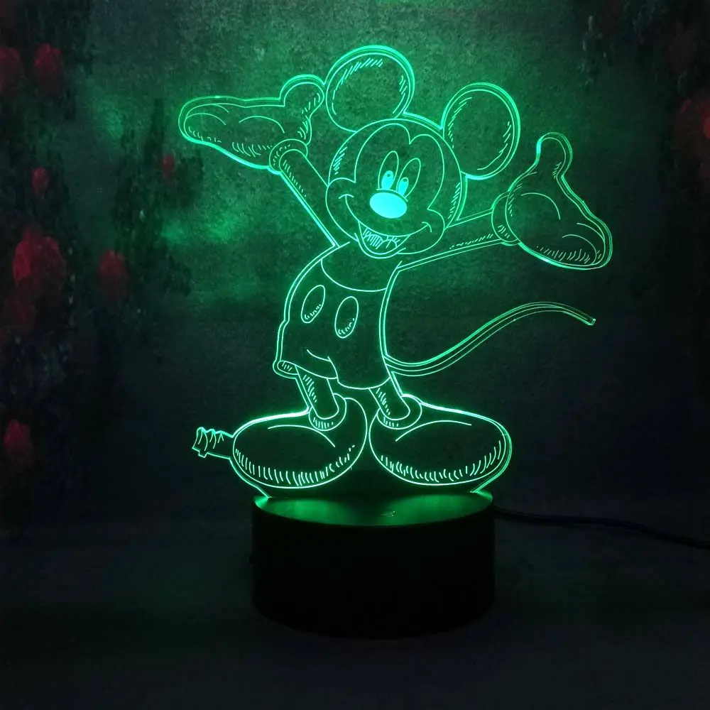 Amroe супер милый Микки Маус Несколько атрибутов 3D Светодиодная лампа домашний декор для вечеринки вспышка