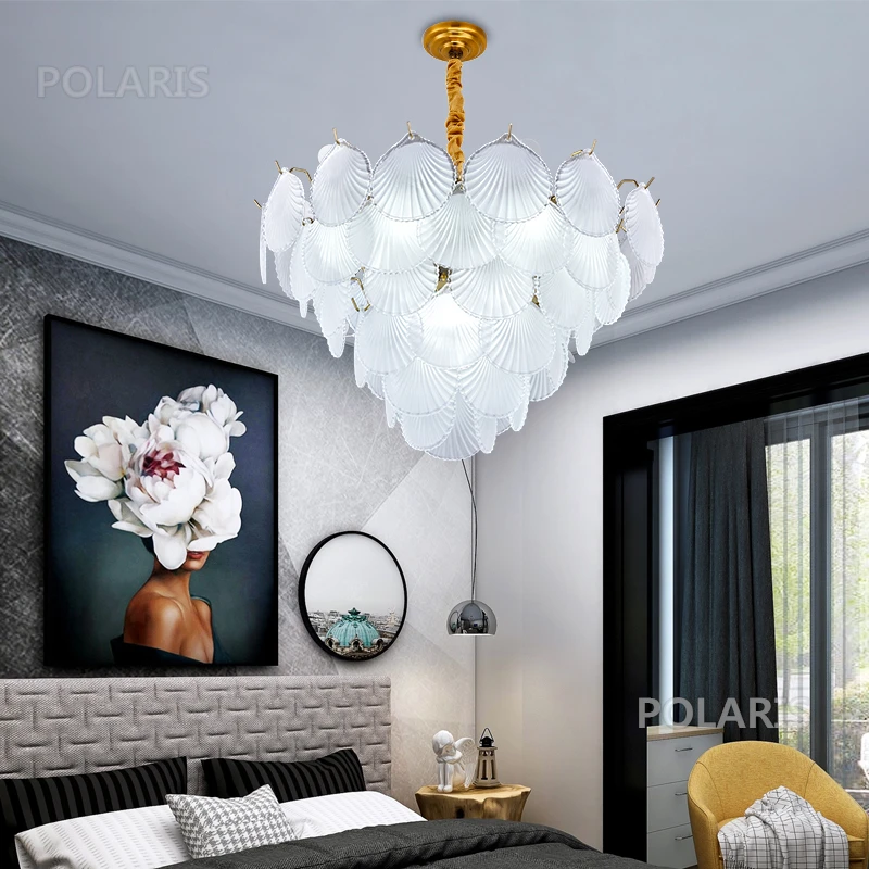 Шелковая люстра освещения стеклянные листья люстр люстра светильник подвесной светильник LED для гостиной, столовой, спальни на.