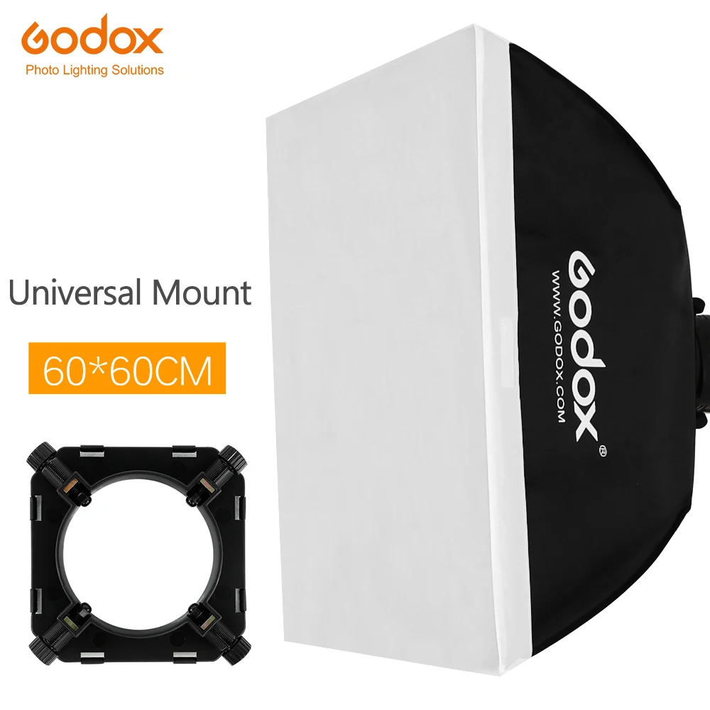 Godox 2" x 24" 60x60 см Фотостудия софтбокс мягкая коробка с универсальным креплением для студийной вспышки стробоскопа