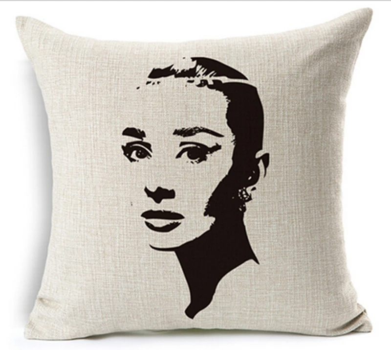 4 шт./лот эскизные звезды Одри Хепберн модные Хлопковые наборы подушек для дивана