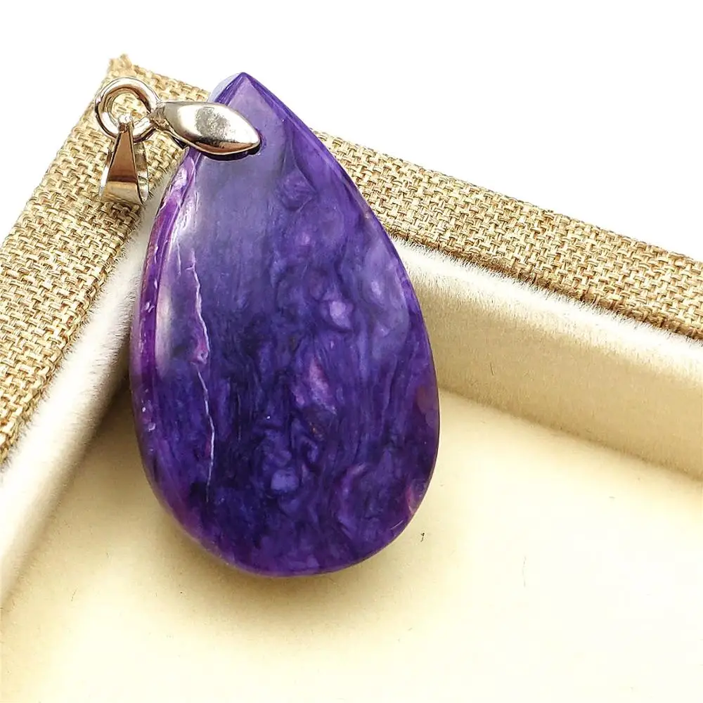 Ожерелье с подвеской из натурального фиолетового кристалла ааааа Размеры 33x20x11