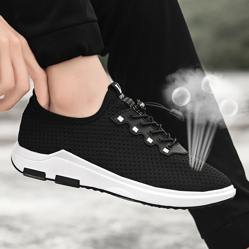 

MAISMODA New Breathable Mesh Lightweight Running Shoes Black Grey Sports Male Shoes Outdoor Walking Sneakers Lace Up YL133