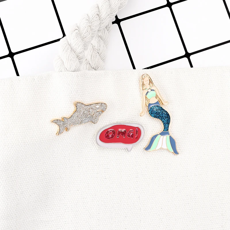 Эмалированные заколки в виде Русалочки стиле принцесс OMG брошка джинсы Pin с