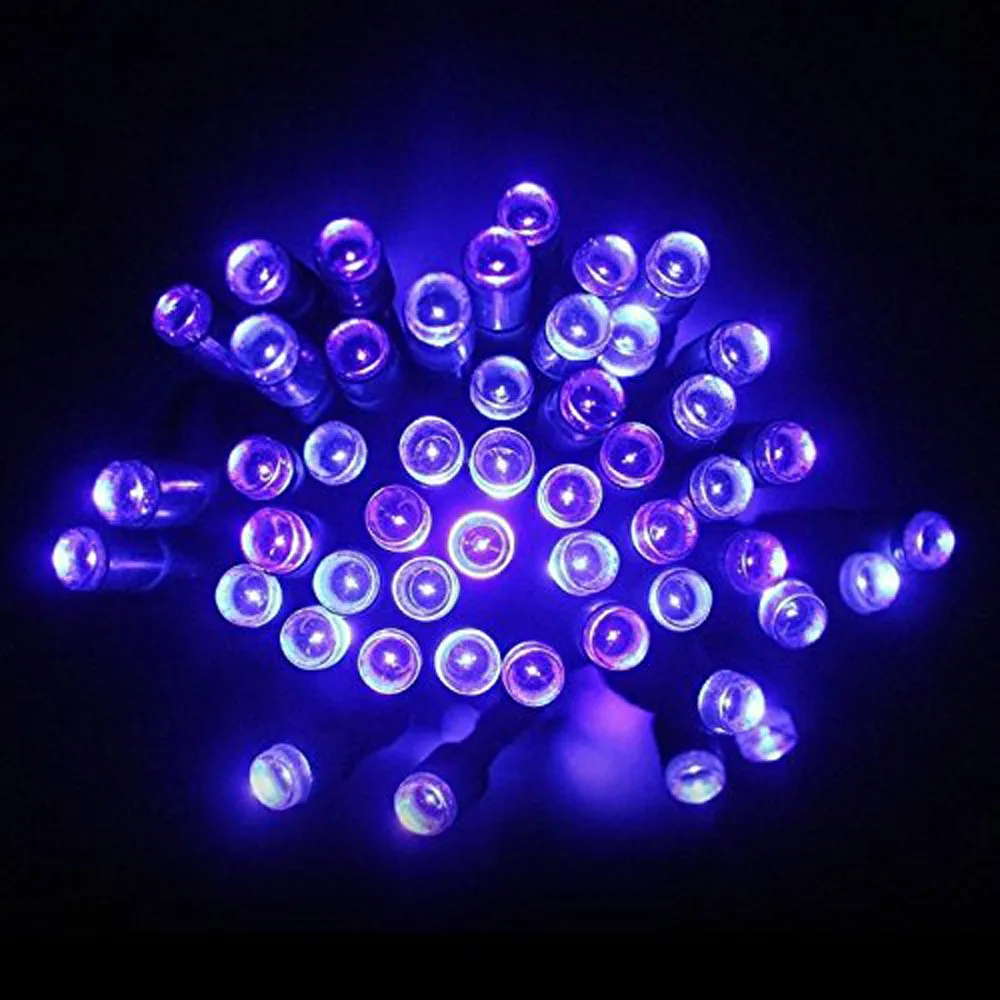 Purple 12 м 100 светодиодный Сказочный светильник на солнечной батарее, Рождественская уличная гирлянда, светодиодный светильник с полосками, уличный водонепроницаемый светильник для сада и свадьбы - Испускаемый цвет: Purple