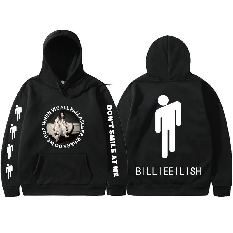 Весна, худи Billie Eilish, с принтом, с капюшоном, для женщин и мужчин, толстовка, Одежда Harajuku, повседневная,, толстовки Kpop, толстовки - Цвет: black