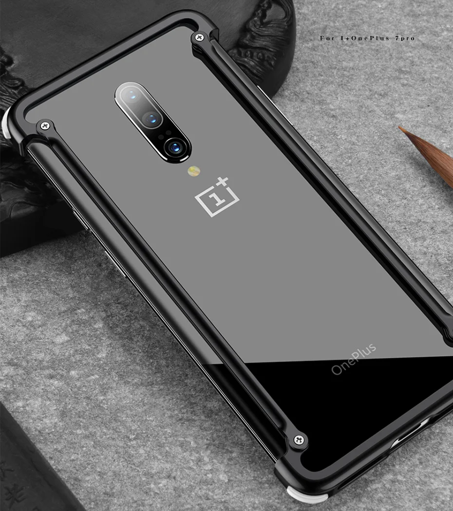 Металлический чехол с подушкой безопасности для Oneplus 7 6T чехол персональный 7pro чехол с подушкой безопасности металлический бампер чехол для Oneplus 7 Чехол