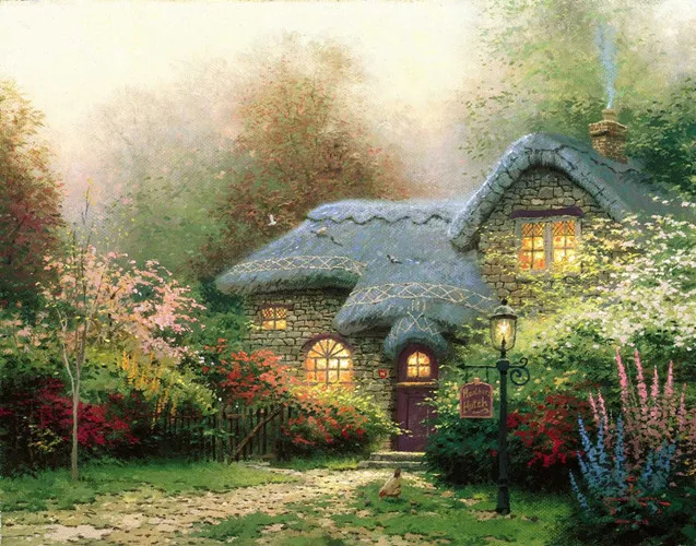 Бесплатная доставка Классический светлый дом Томаса курица пейзаж холст печать