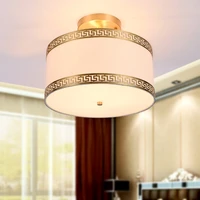 modern new chinese style fabric ceiling lamp restaurant bedroom classic creative copper led ceiling lamp free shipping