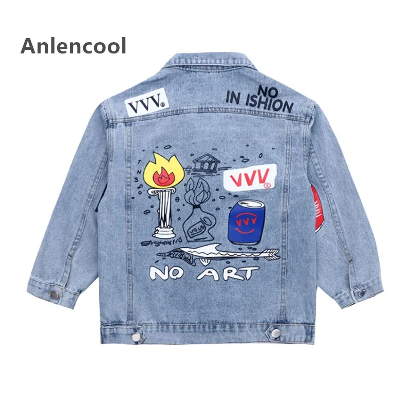 Anlencool/детские джинсовые куртки Плащ для мальчиков Джинсовые Детская одежда