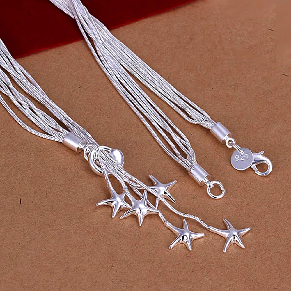 Модное серебряное ожерелье со подвеской из звезд Ювелирное Украшение в