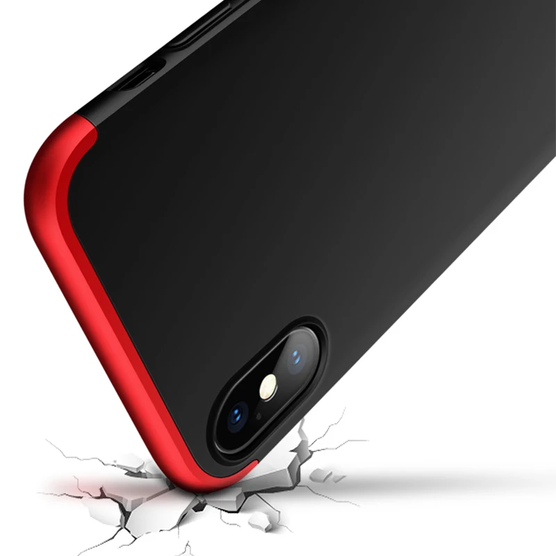 Трехсекционный 3в1 чехол для Apple iPhone X XS Max XR 8 7 6S Plus 5S SE 360 Полное покрытие тонкий