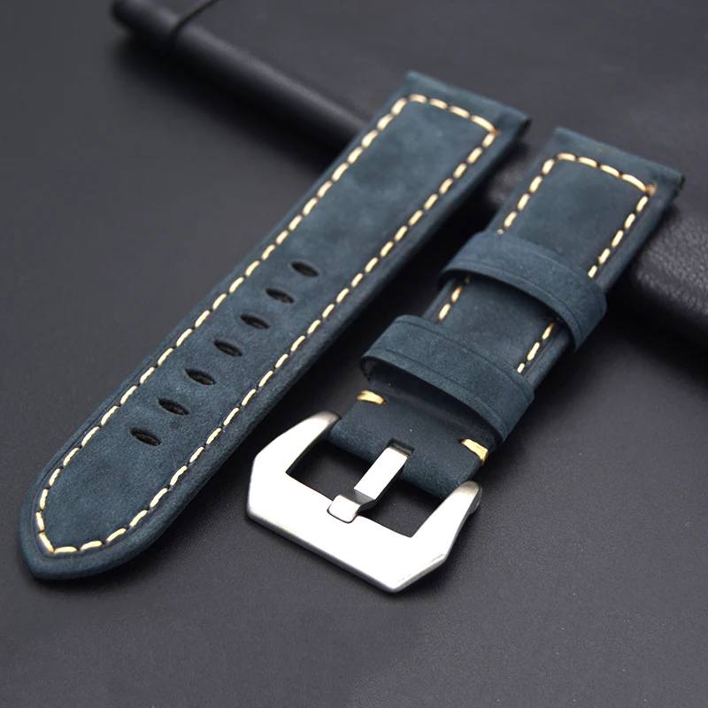 

22mm 24mm New quality Leather watch strap for Panerai Retro Watch Strap Band Stainless steel buckle for Omega Tissot Seiko Casio