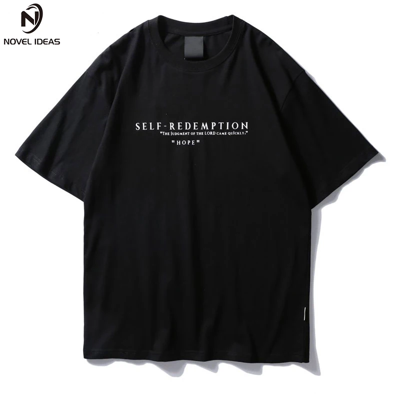Novel ideas Self Redemption Patchwork Printed T-Shirt 2018 Hip Hop Short Sleeve Streetwear Tops Tees Fashion Skateboards Tshirts | Мужская
