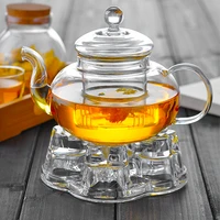 high quality heat resistant glass flower tea potpractical bottle flower teacup glass teapot with infuser tea leaf herbal coffee