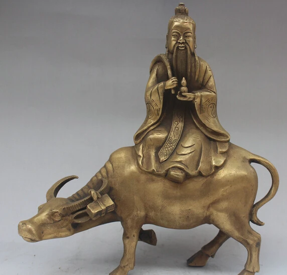 JP S0524 12&quot Chinese Taoism Brass Bull Oxen Tai Shang Lao Jun Taoist priest God Statue Discount 35% | Дом и сад