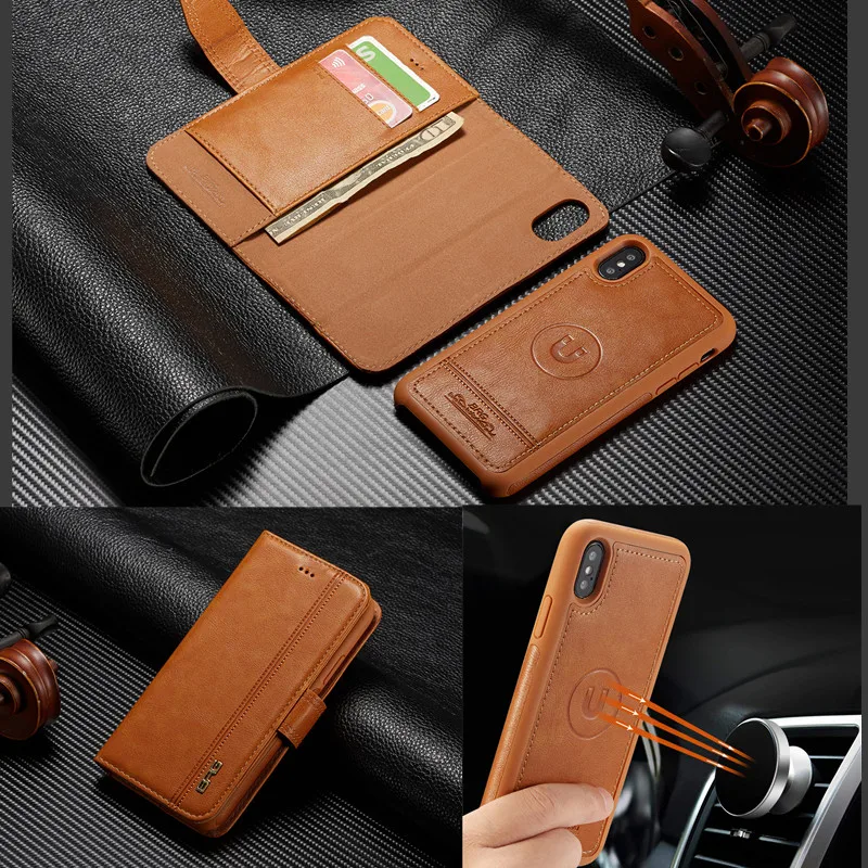 Кожаный чехол бумажник с откидной крышкой для iPhone 12 Pro Mini 11 6S 7 8 Plus xs max XR съемный