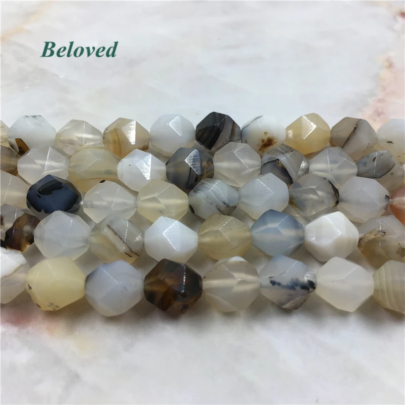 High Quality Faceted Black Flower Agates Loose Beads 15.5&quot Round Lace Agat Gems Necklace Making Strand BG18072 | Украшения и