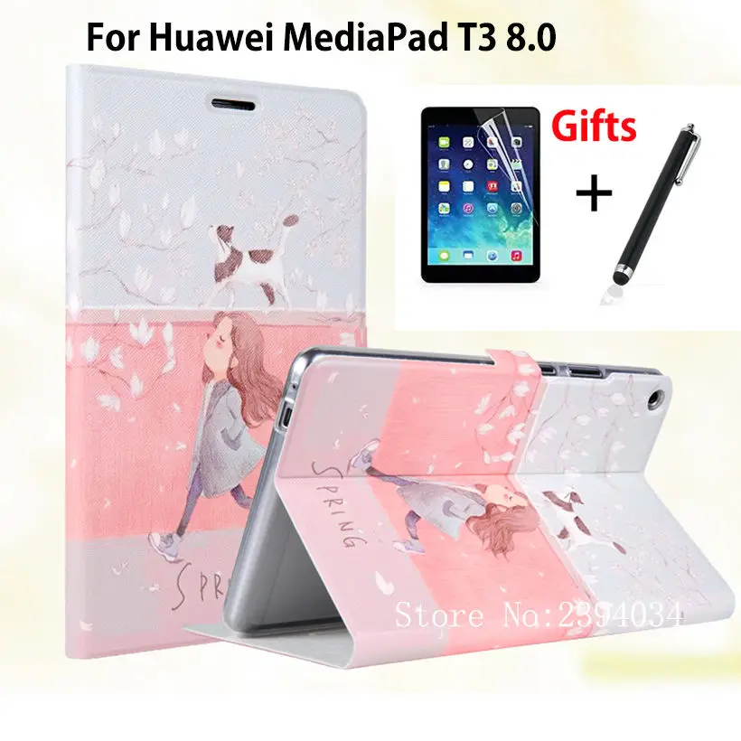 Тонкий Модный чехол из искусственной кожи для Huawei MediaPad T3 8 0 дюйма умный Honor Play Pad 2 с
