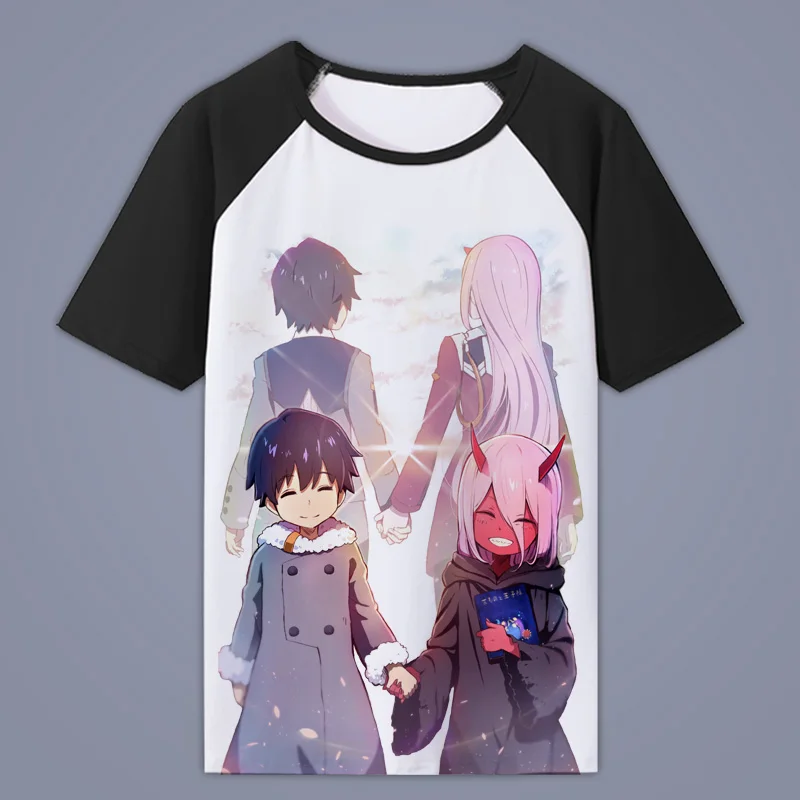 Высокое качество Q унисекс аниме DARLING в FRANXX Изделие из хлопка с короткими рукавами