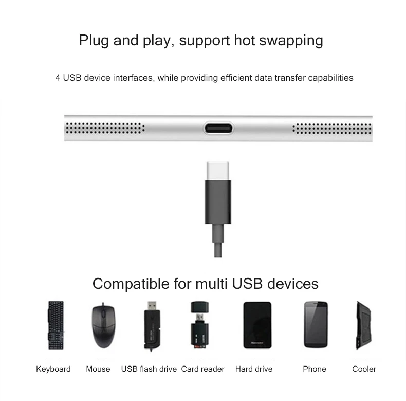Тип-C Алюминий сплава 4-Порты и разъёмы USB3.0 концентратор 5 Гбит/с разветвитель USB C концентратор USB OTG адаптер для Redmi; Huawei телефонов GALAXY Mac iMac