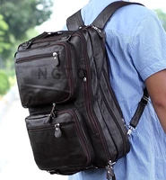 multi function fashion genuine leather backpack men travel backpack school bag large rucksack crossbody bag big bookbag