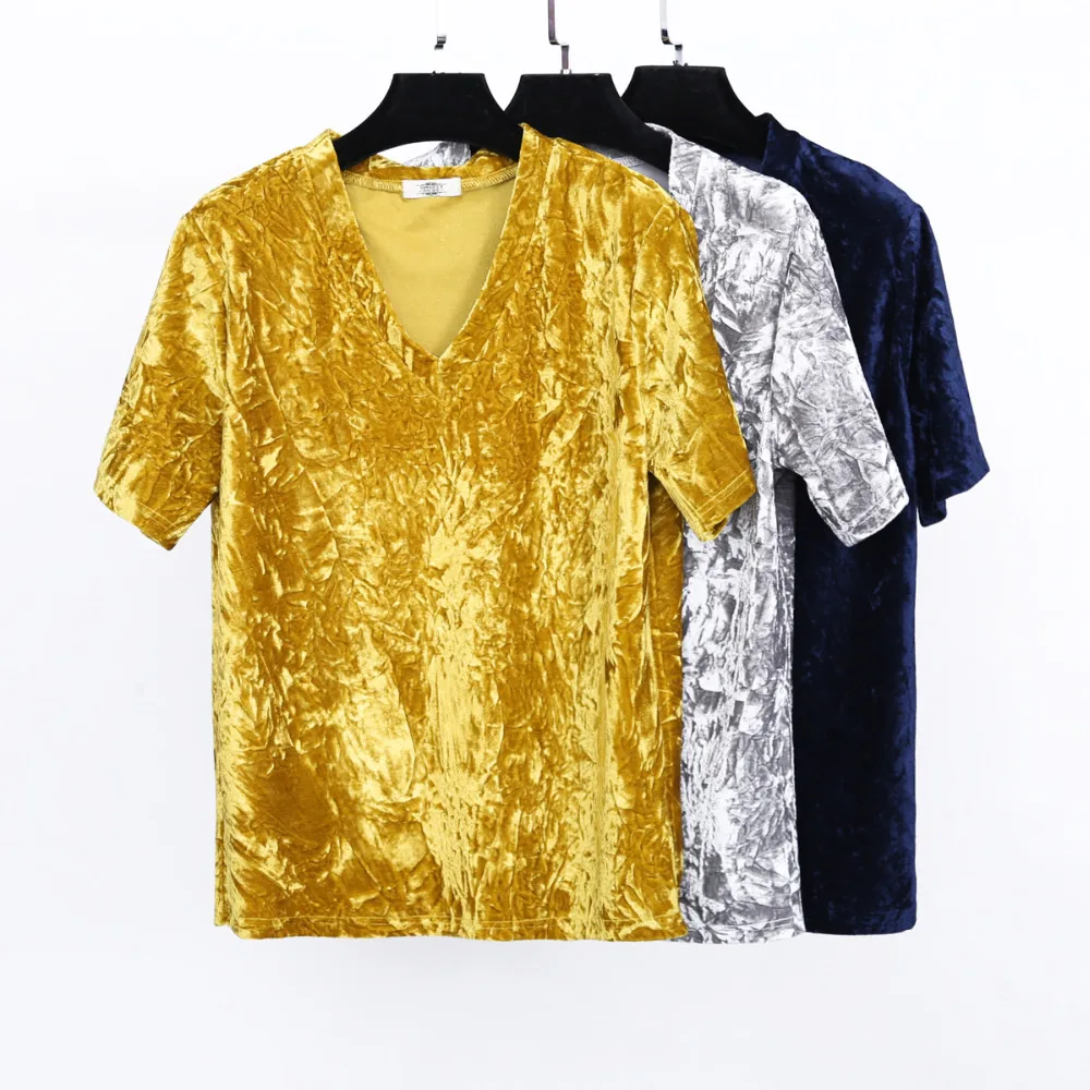 Женская бархатная футболка с коротким рукавом Новая мода xxxxl размера плюс|t-shirt