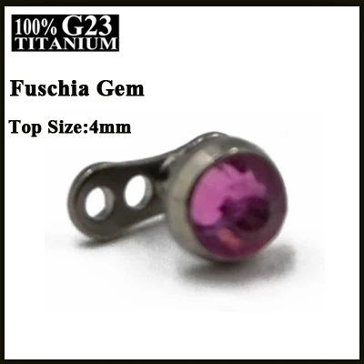 Fuschia Zircon 1 шт. Титан база циркон, луна, звезда, сердце, опал, цветок топ микродермальный Якорь Пирсинг Циркон Топы корректирующие кожи Diver пирсинг - Окраска металла: Fuschia Zircon