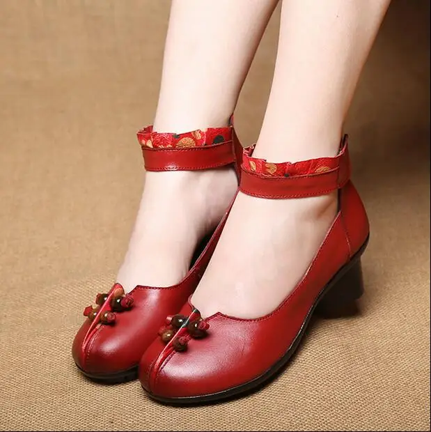 RUSHIMAN Spring Summer String Bead Shoes Female Genuine Leather Flats Fashion Women Shoes Handmade Soft Casual Flat Shoes