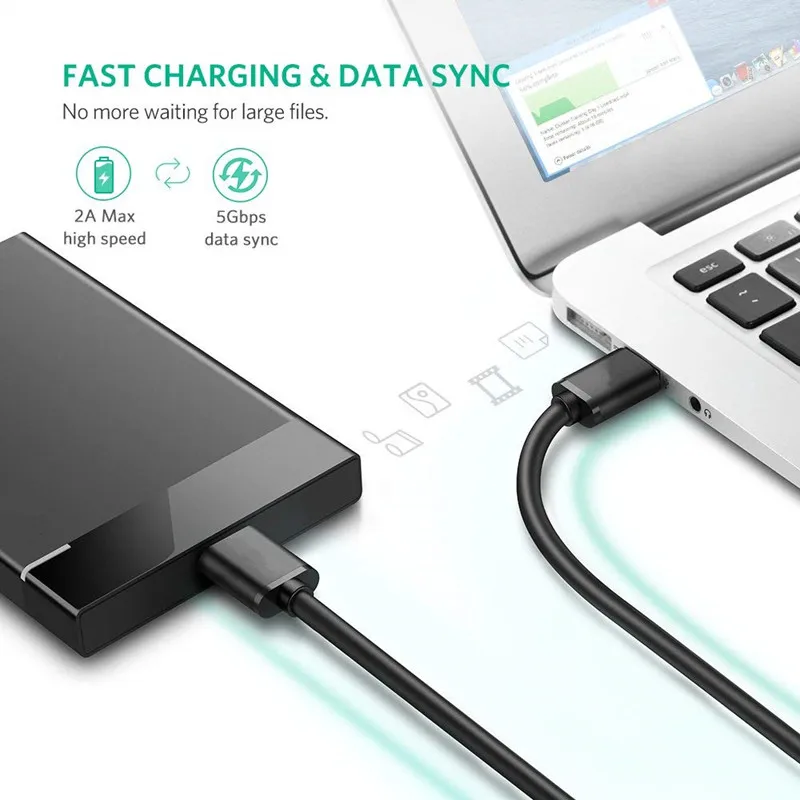 ABDO USB 3,0 type A к Micro B кабель для внешнего жесткого диска HDD samsung S5 Note3 USB HDD кабель для передачи данных