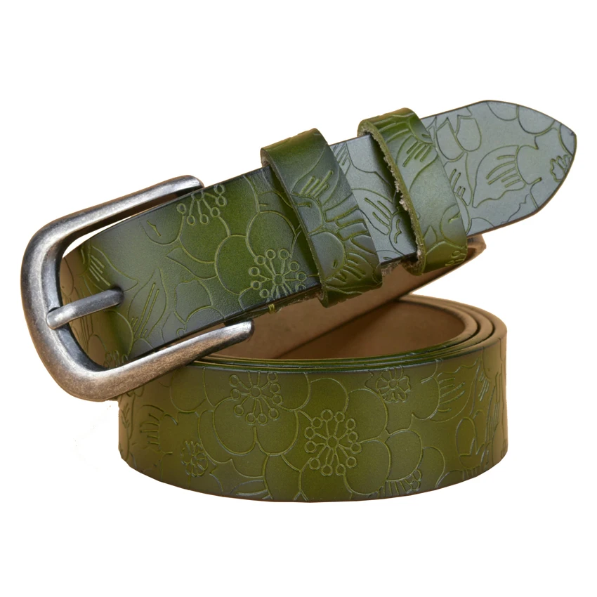 Оптовая цена Воловья кожа цветок кожаный женский ремень модный винтажный