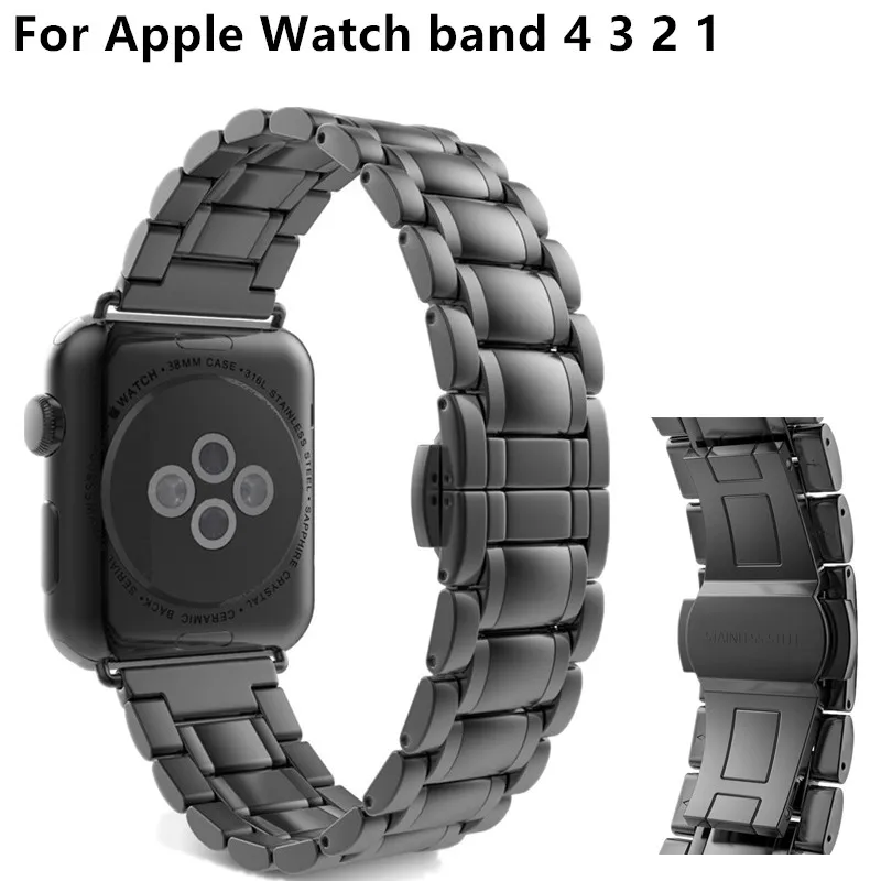 Браслет с бусинами бабочками для Apple Watch band 4 40 мм 44 ремешок из нержавеющей стали
