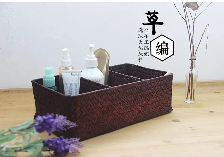 WHISM плетеные корзины для хранения ручной работы Плетеная соломенная коробка для хранения водорослей из ротанга корзина для пикника Корзина для детских игрушек кухонный Органайзер