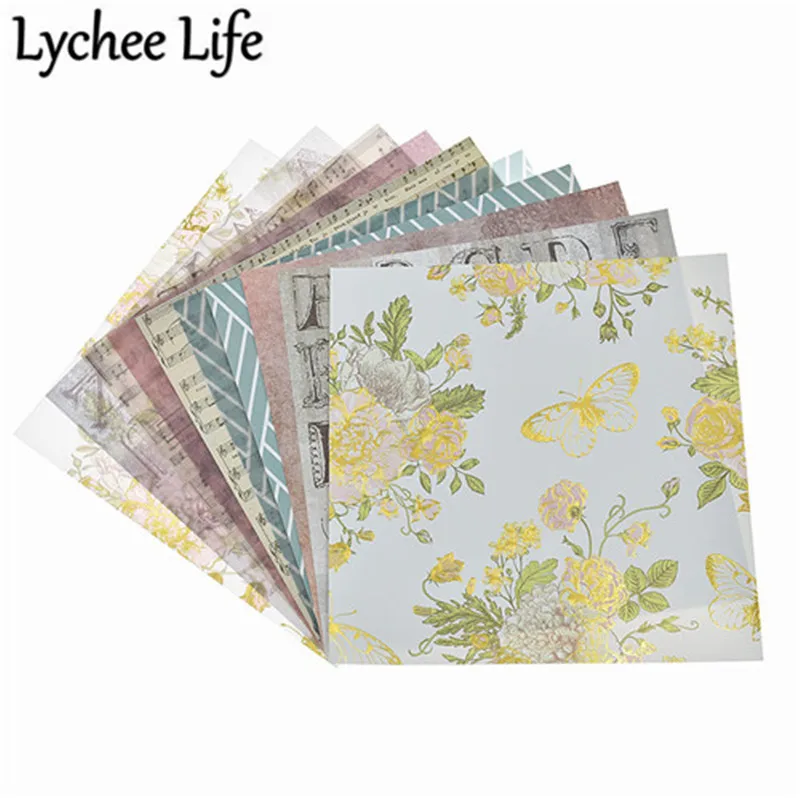 Lychee Life Lovely серия Материал набор бумаги Красочные с цветочным пером сердце напечатанная бумага DIY ручной работы скрапбук крафт бумага
