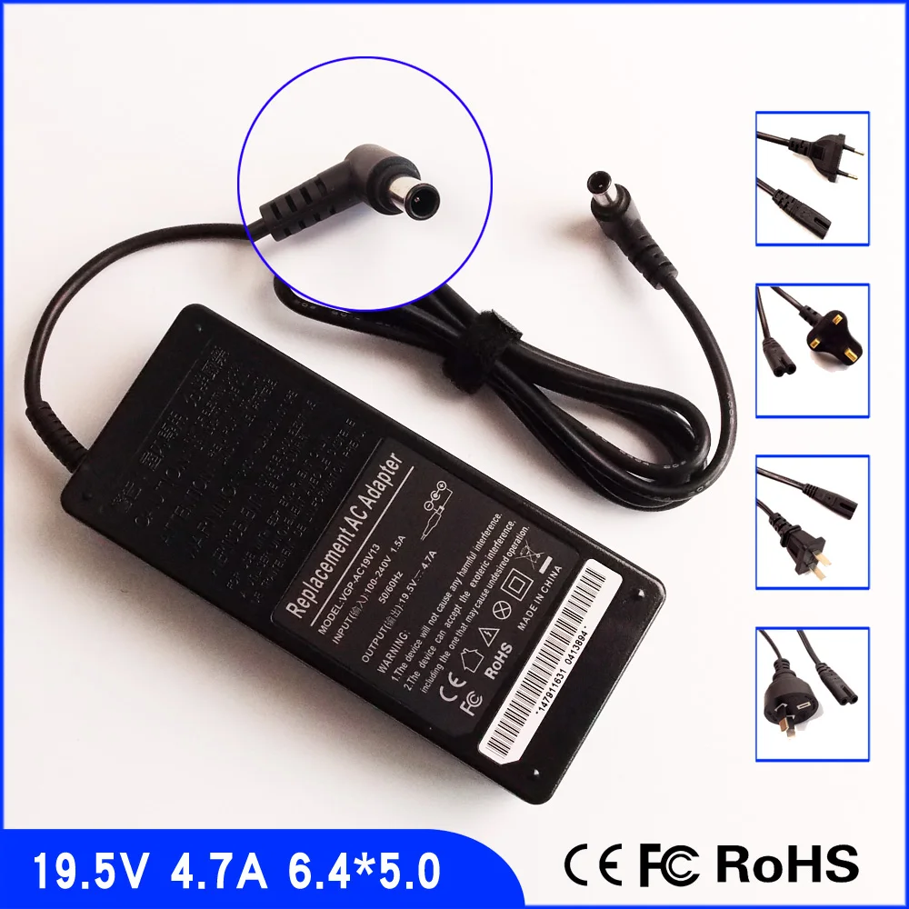 

19.5V 4.7A Laptop Ac Adapter Power SUPPLY + Cord for Sony VAIO VGN-N395E VGN-CR290 VGN-CS320J/P VGN-NR260E/S VGN-N250N