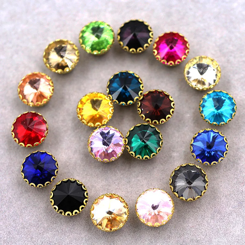 Новое поступление серое стекло круглой формы с кристаллами пришитое стразами