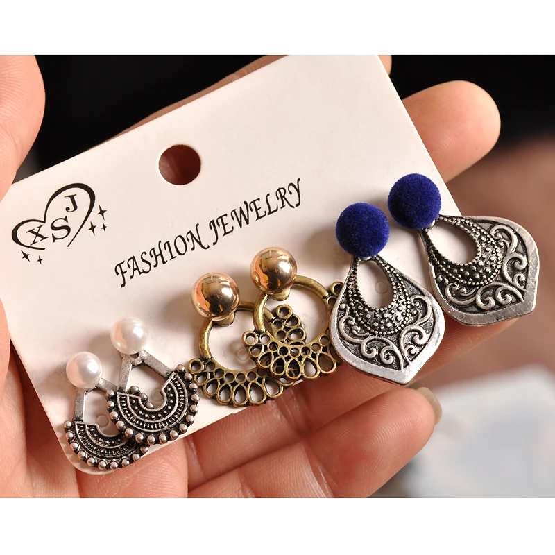 Женские серьги-гвоздики в богемном стиле с жемчугом | Украшения и аксессуары