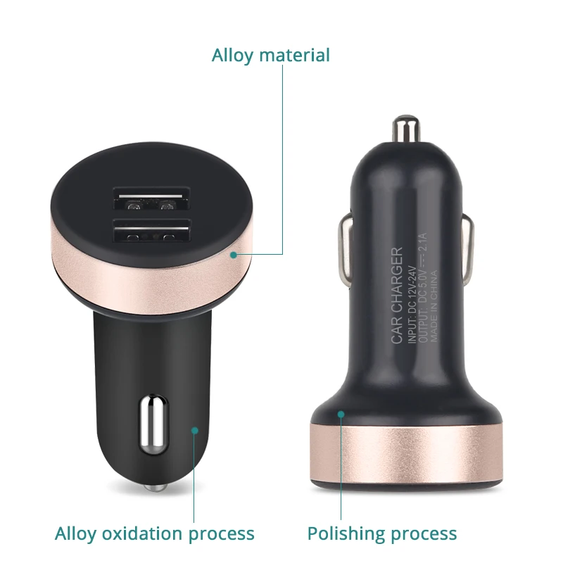 Универсальное автомобильное зарядное устройство Mini с двумя USB портами цифровое